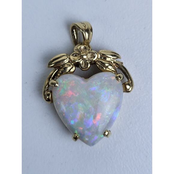 Tiffany & Co 14k Yellow Gold Vintage Heart Pendant Approximately 7ct Opal - Picture 1 of 9